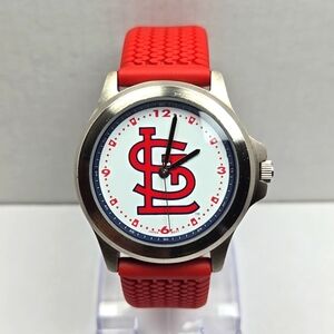 St. Louis Cardinals Logoart Watch Red Resin Double Clasp Band New Battery